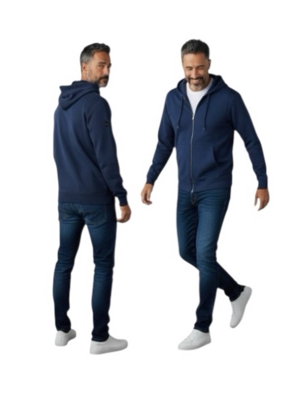 Athletic Works Blue Sweatshirt Zipper Front Cotton Blend